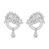 Diamond Dangling Earrings with Floral Design