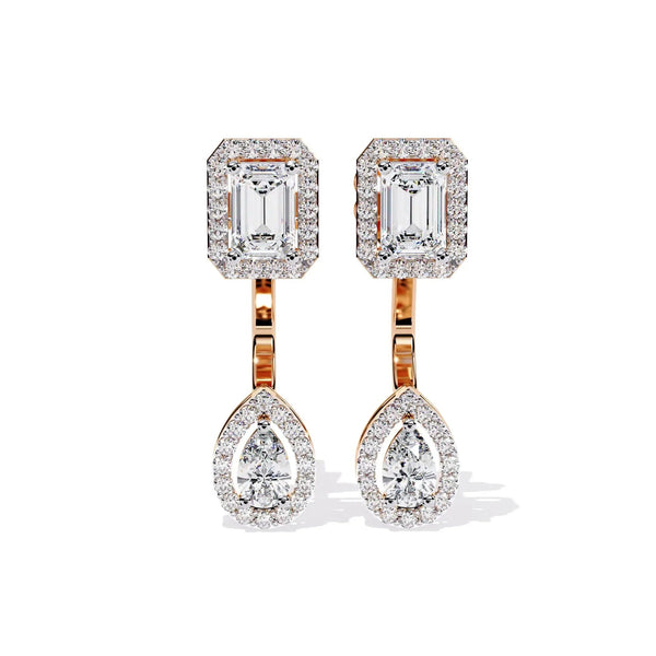 Double Halo Diamond Drop Earring