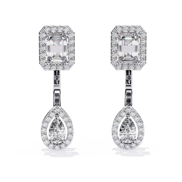 Double Halo Diamond Drop Earring