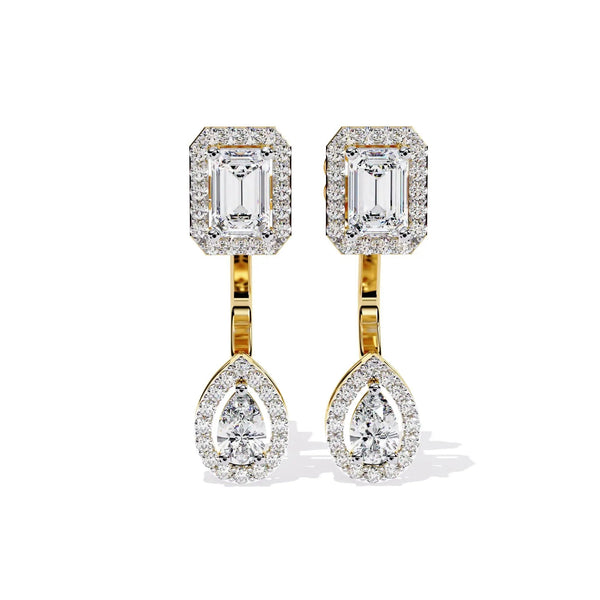 Double Halo Diamond Drop Earring