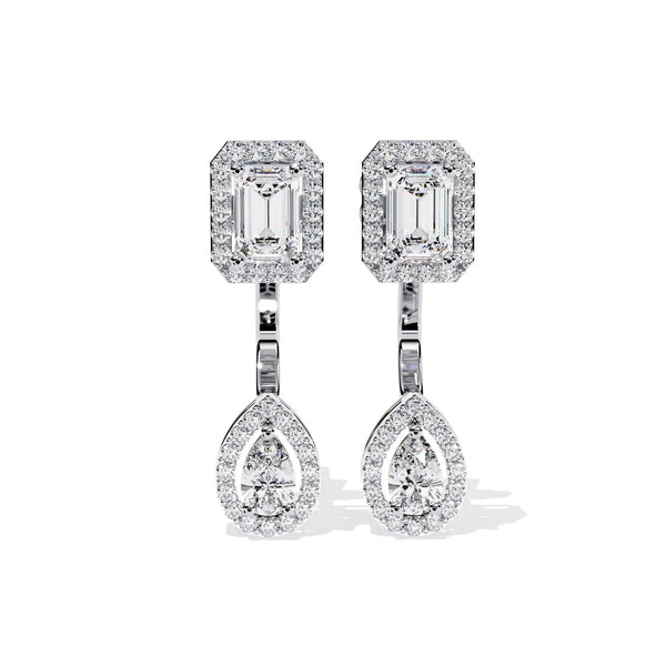 Double Halo Diamond Drop Earring