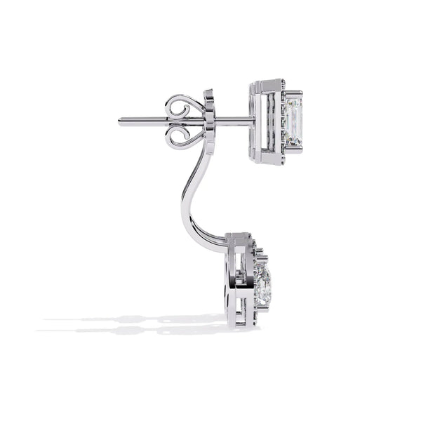Double Halo Diamond Drop Earring