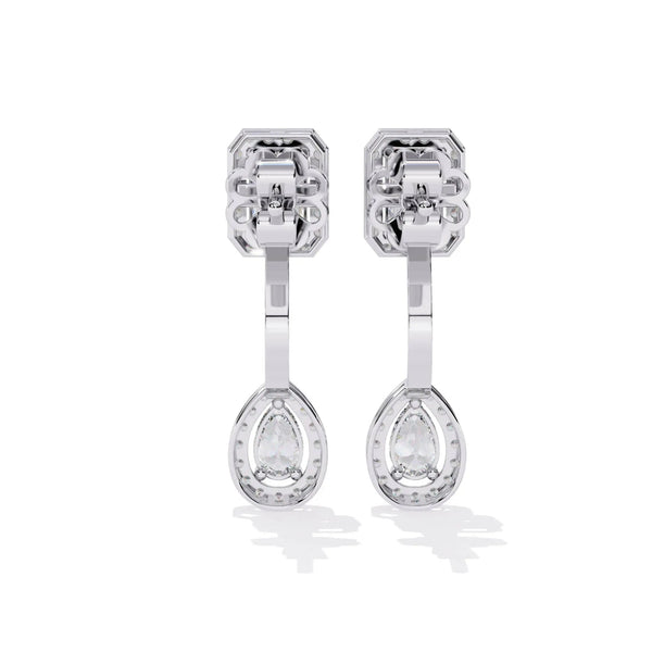 Double Halo Diamond Drop Earring