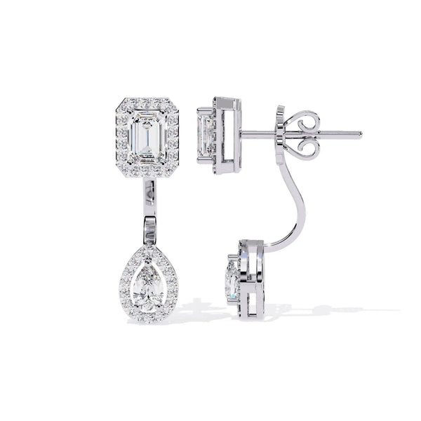 Double Halo Diamond Drop Earring