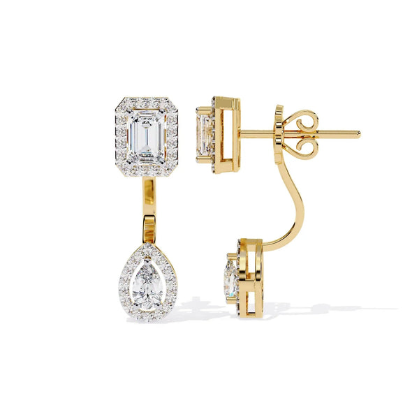 Double Halo Diamond Drop Earring