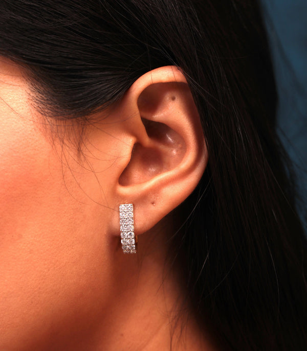 Double Row Diamond Hoop Earrings