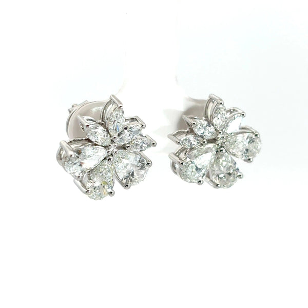 Fancy Marquise & Pear Shape Diamonds Hoops Earrings