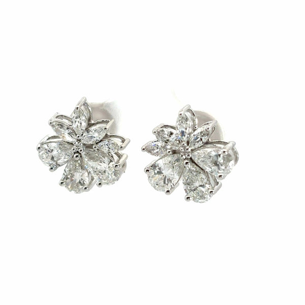 Fancy Marquise & Pear Shape Diamonds Hoops Earrings