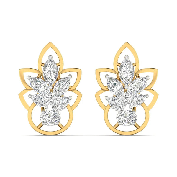 Floral Design Gold Stud Earrings