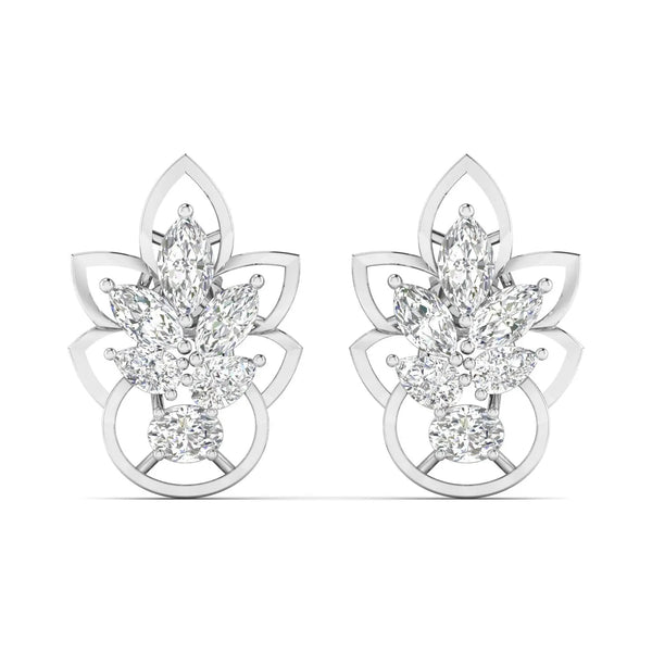 Floral Design Gold Stud Earrings