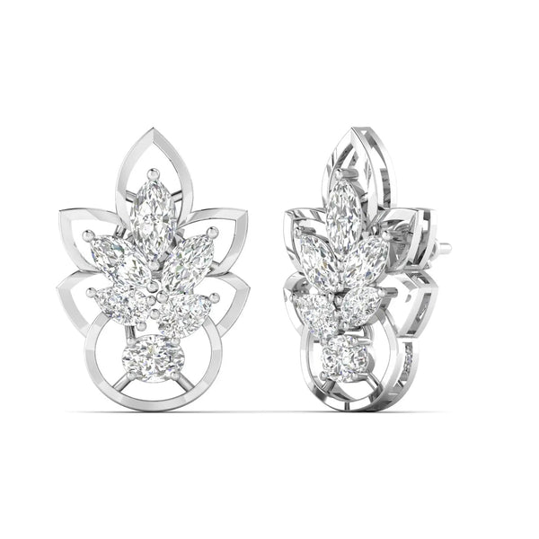 Floral Design Gold Stud Earrings