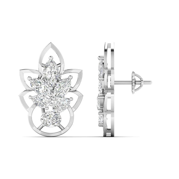 Floral Design Gold Stud Earrings