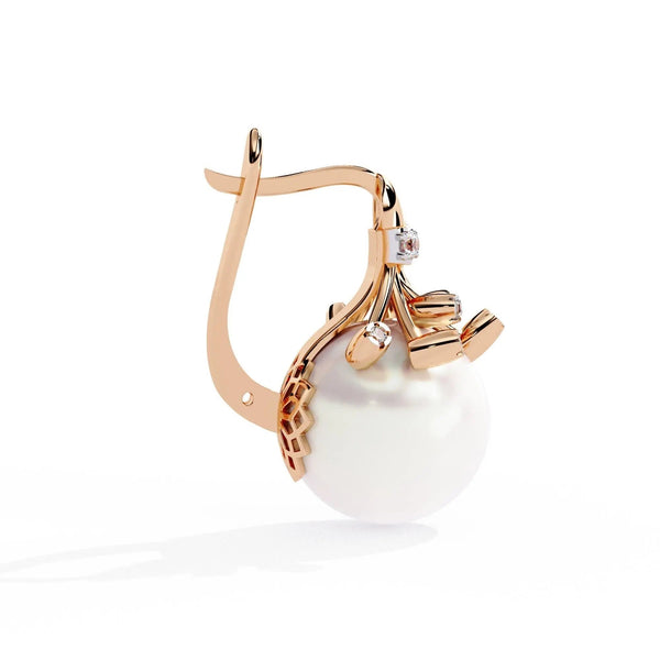 Floral Pearl Diamond Drop Earring