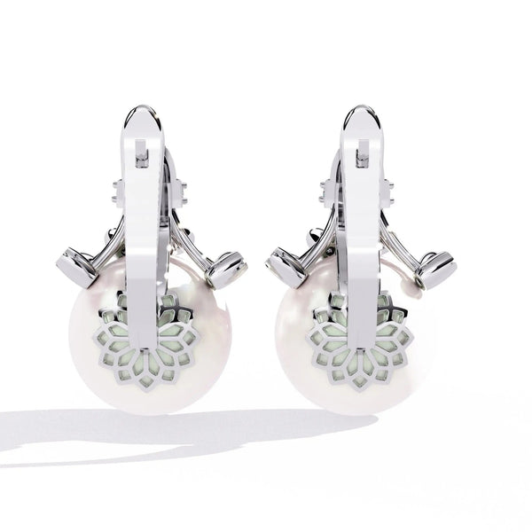 Floral Pearl Diamond Drop Earring