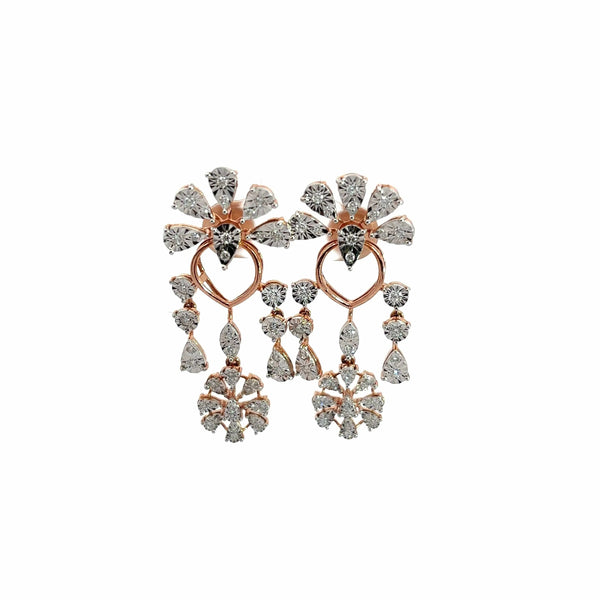 Flower Diamond Dangle Earrings