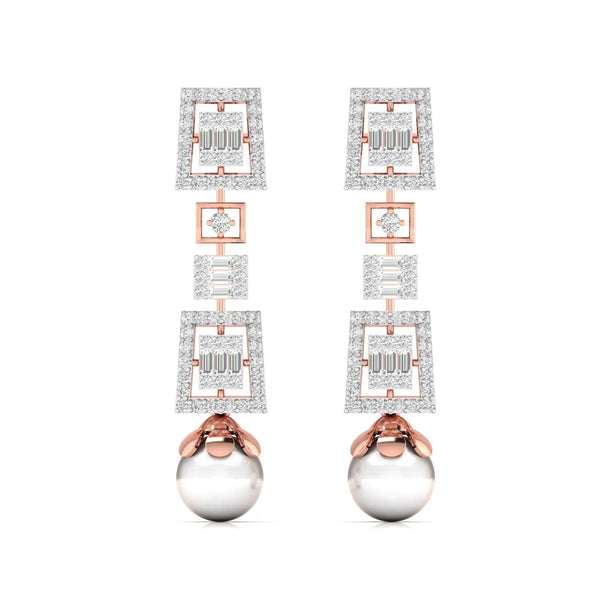 Geometric Baguette Diamond Drop Earrings