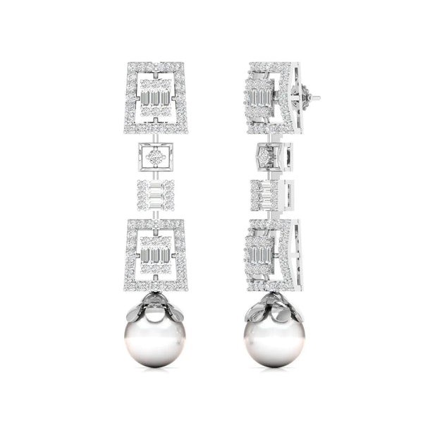 Geometric Baguette Diamond Drop Earrings