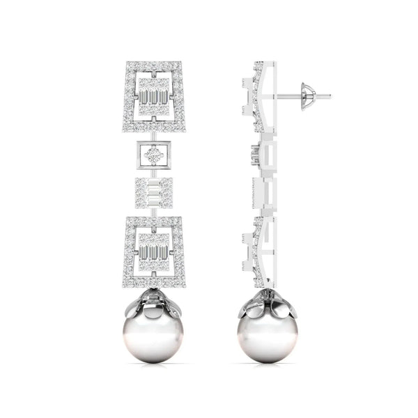 Geometric Baguette Diamond Drop Earrings