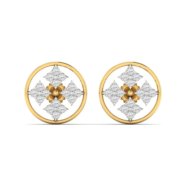 Geometric Floral Diamond Stud Earrings