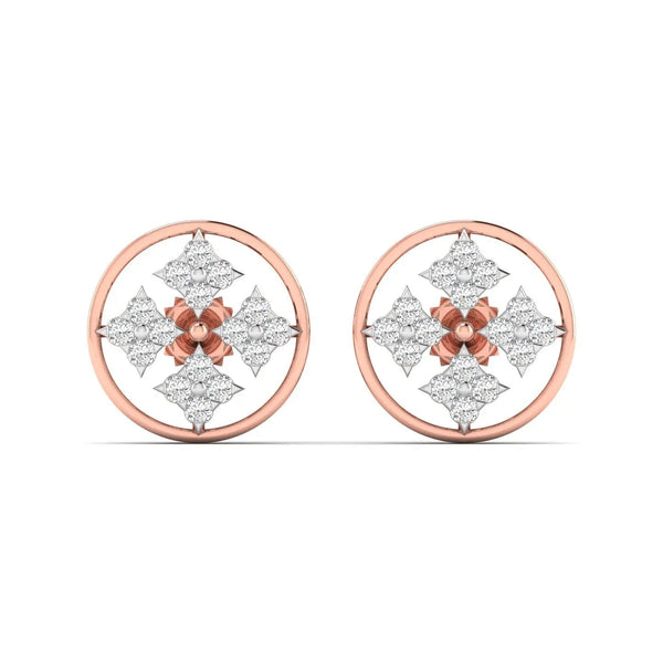 Geometric Floral Diamond Stud Earrings