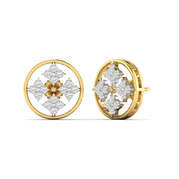 Geometric Floral Diamond Stud Earrings