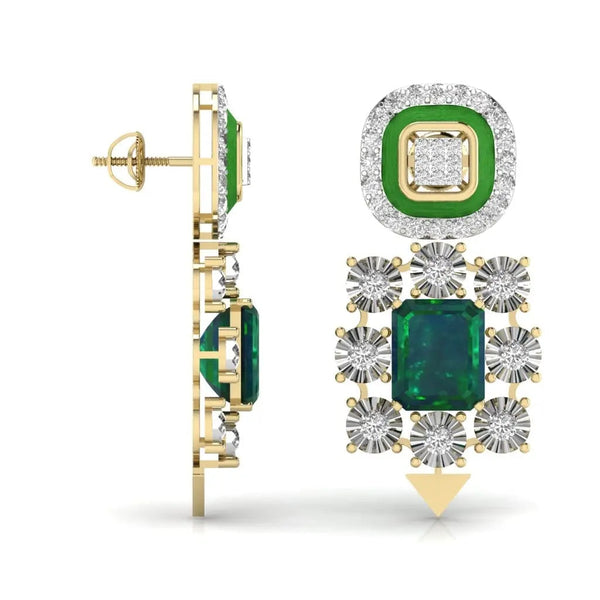 Green Grid Diamond Earrings