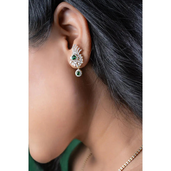 Green Stone Statement Dangler Earrings