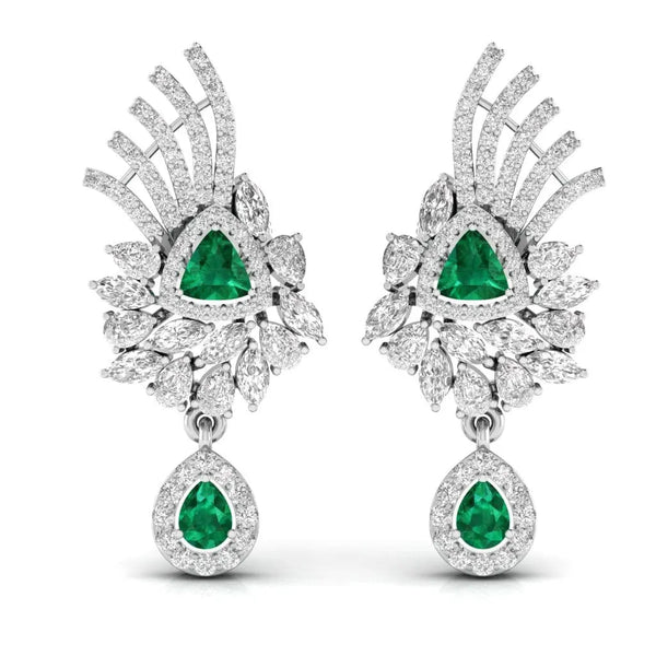 Green Stone Statement Dangler Earrings