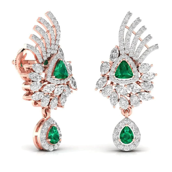 Green Stone Statement Dangler Earrings