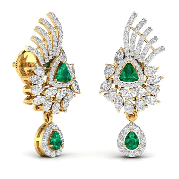 Green Stone Statement Dangler Earrings