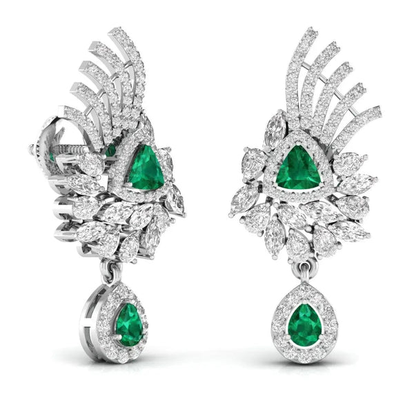 Green Stone Statement Dangler Earrings