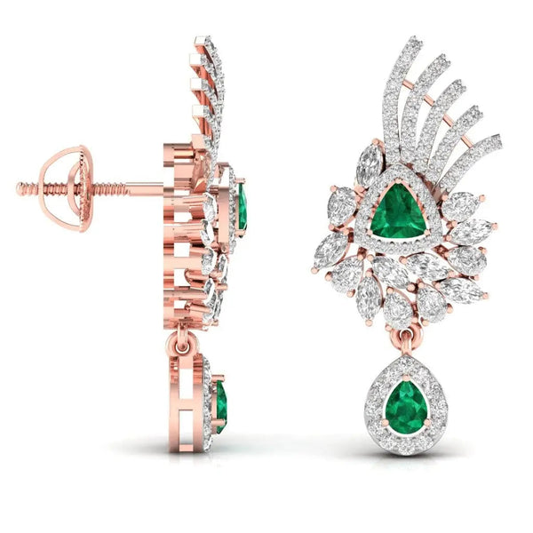 Green Stone Statement Dangler Earrings