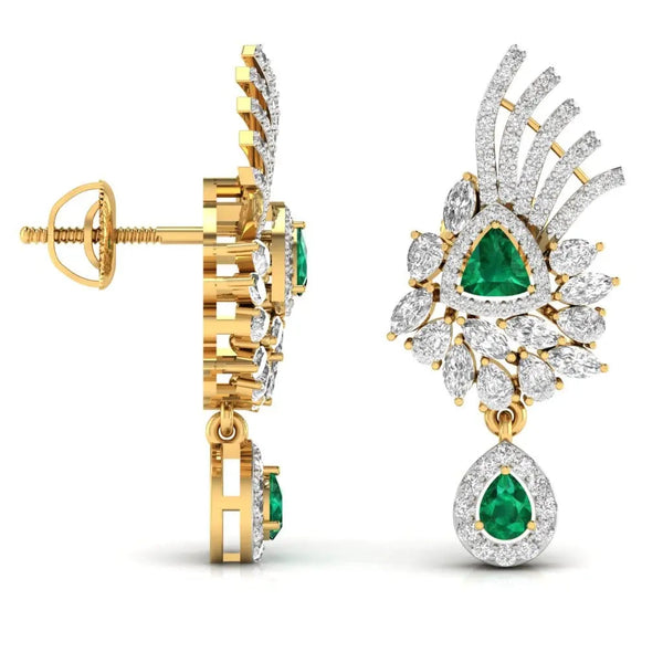 Green Stone Statement Dangler Earrings