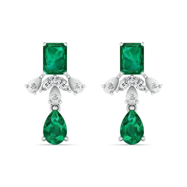 Jade Gemstone Diamond Earrings