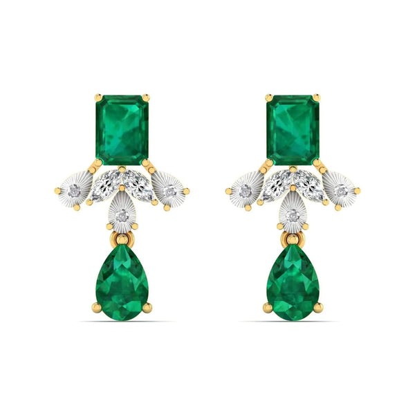 Jade Gemstone Diamond Earrings