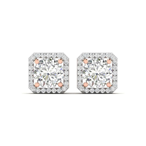 Large Diamond Halo Studs for Women