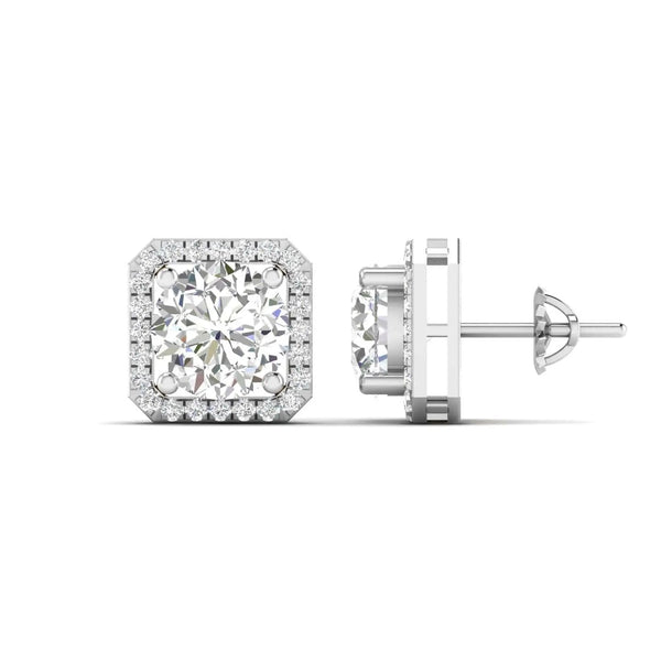 Large Diamond Halo Studs for Women