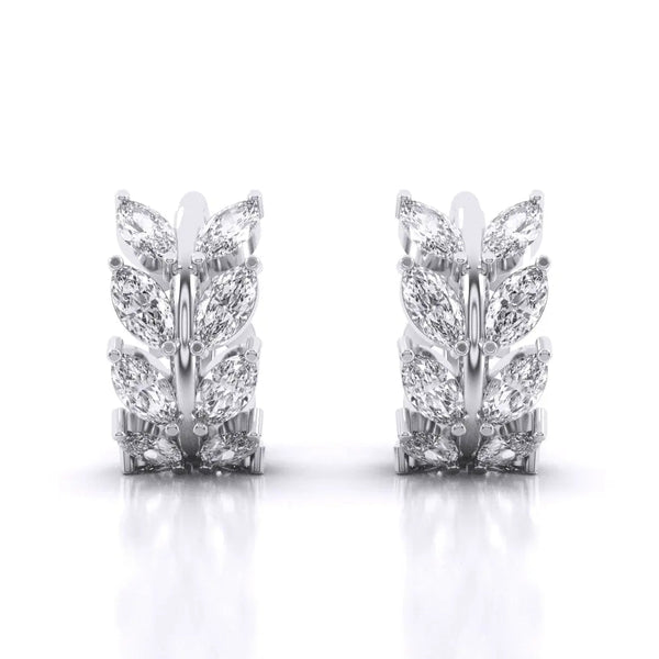 Laurel leaf Hoop Huggies Earrings