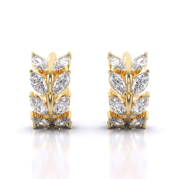 Laurel leaf Hoop Huggies Earrings