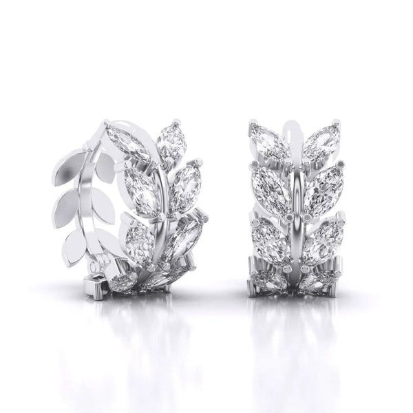 Laurel leaf Hoop Huggies Earrings