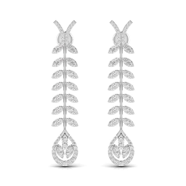 Leaf Drop Diamond Earrings