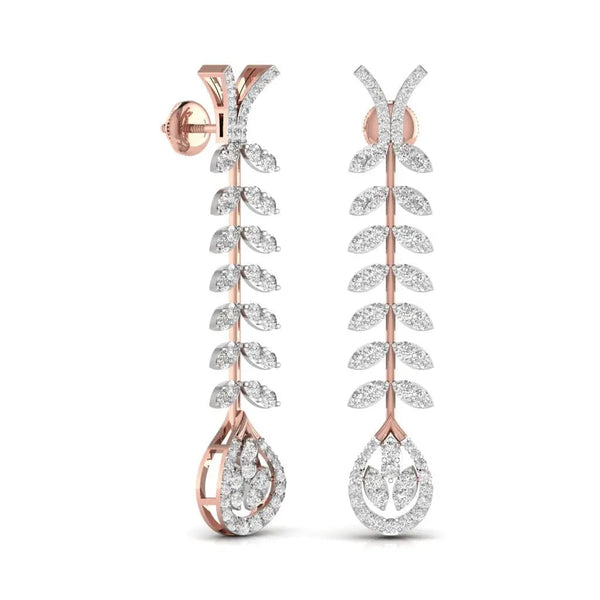 Leaf Drop Diamond Earrings