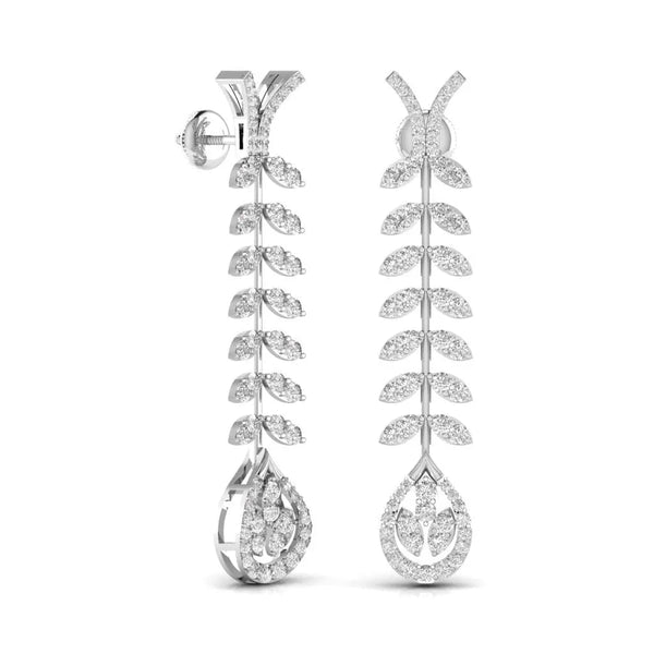 Leaf Drop Diamond Earrings