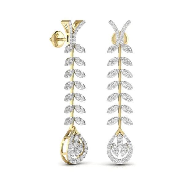 Leaf Drop Diamond Earrings