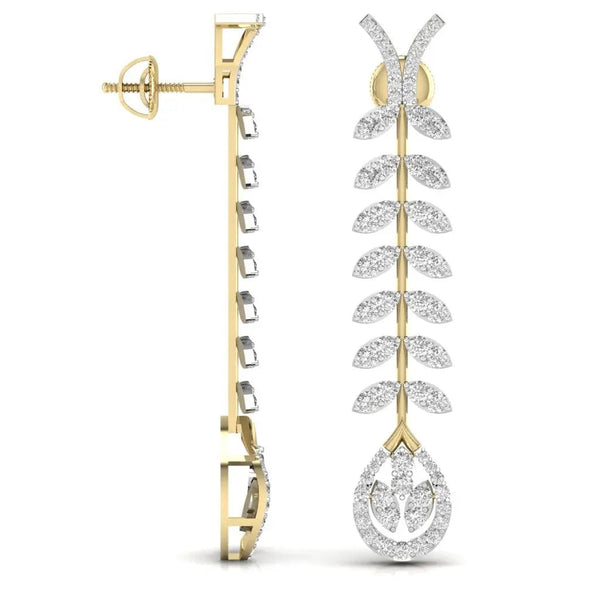 Leaf Drop Diamond Earrings