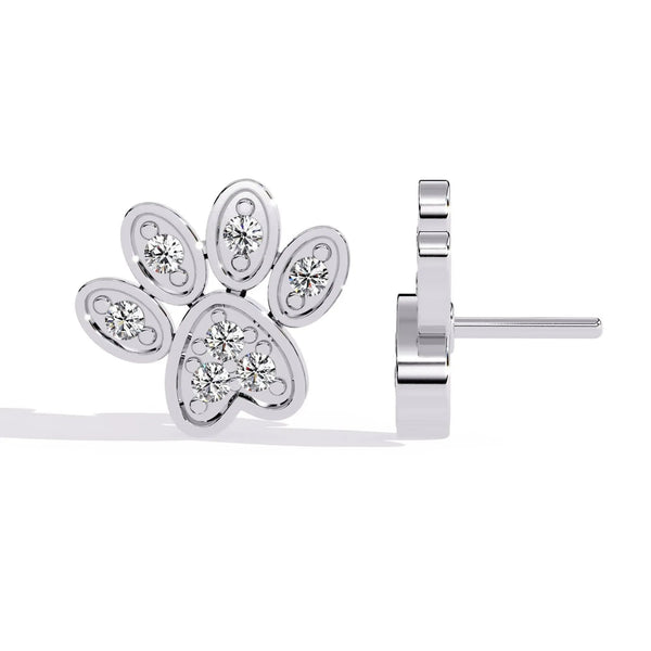 Paw Stud Diamond Earrings