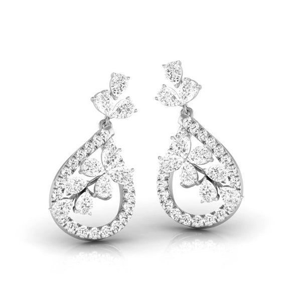 Pear & Round Cut Diamond Teardrop Drop Earrings