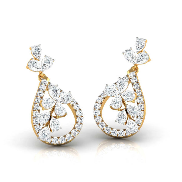 Pear & Round Cut Diamond Teardrop Drop Earrings