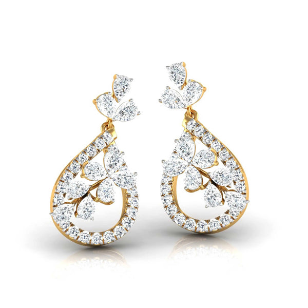Pear & Round Cut Diamond Teardrop Drop Earrings