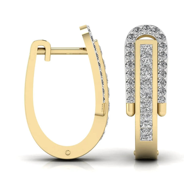 Princess Cut & Round Diamond Hoop Earrings